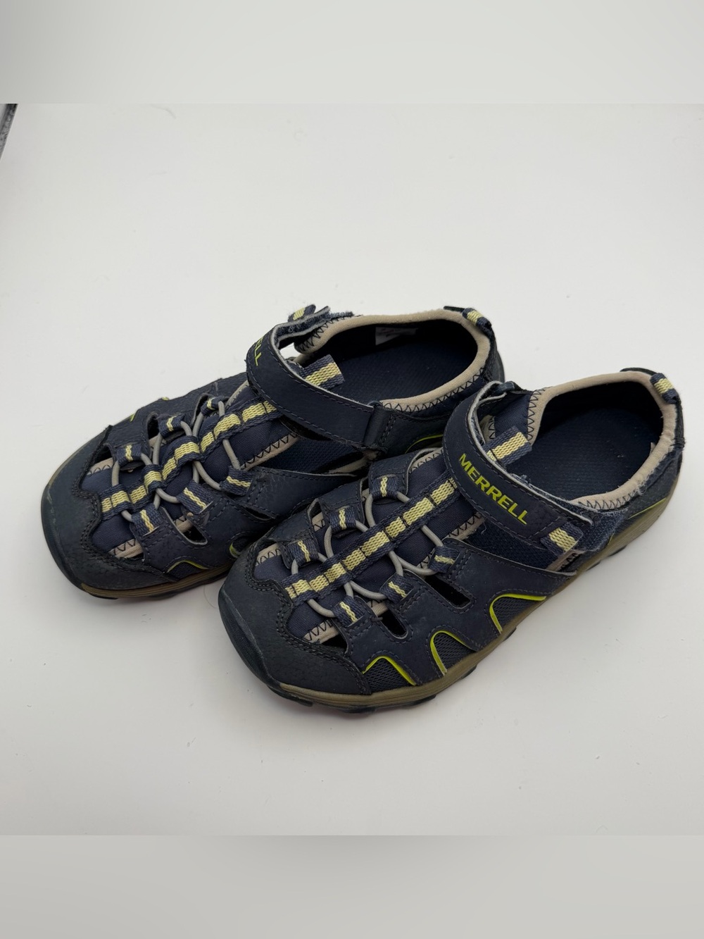 Merrell Hydro H2O Hiker Navy Lime Closed-Toe Sport Sandals Kids Size 2M Gorpcore